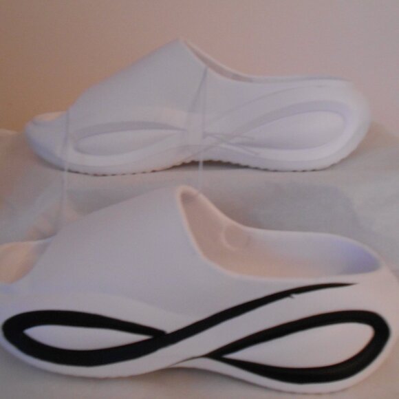 Men's Eva White Chunky Open Toe Slides w/Black Trim-Size 6.5-7-GSLMOLN-NEW - Picture 6 of 6